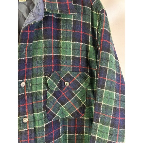 VTG 90s Wool Plaid Insulated Flannel Button Shirt Jacket Streetwear - Picture 4 of 7